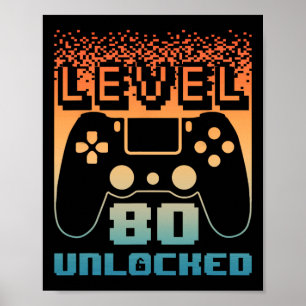 80. Geburtstag für Männer Level 80 Unlocks 80 Y Poster
