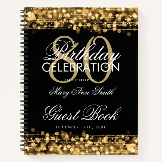 80. Geburtstag Gästebuch Party Glitzern Gold Notizblock (Vorderseite)