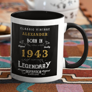 80. Geburtstag Geboren 1943 Retro Schwarz Personal Tasse
