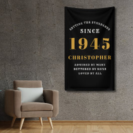 80. Geburtstag Geboren 1945 Name Schwarz Gold hinz Banner