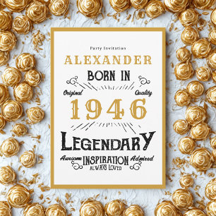 80. Geburtstag Geboren 1946 Weiß Gold Legende Einladung