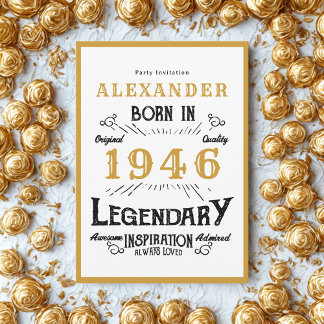 80. Geburtstag Geboren 1946 Weiß Gold Legende Einladung