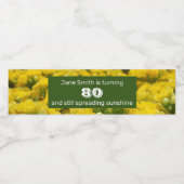 80. Geburtstag Gelbe Blume Foto Meilenstein Wasserflaschenetikett (Einzelnes Label)