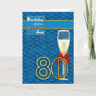 80. Geburtstag - Geometric Birthday Card Champagne Karte