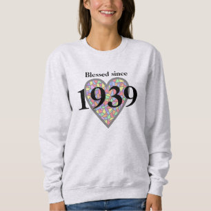 80. Geburtstag gesegnetes seit 1939 Buntglas Sweatshirt