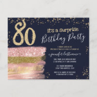 80. Geburtstag Glitter-Kuchen Überraschungsparty P