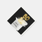 80. Geburtstag Gold Ballons in weißer Box Serviette (Ecke)