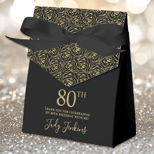80. Geburtstag Gold Glitter Rosen Dankeschön  Geschenkschachtel