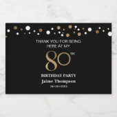 80. Geburtstag Gold schwarze Thema confetti vielen Schaumweinetikett (Einzelnes Label)