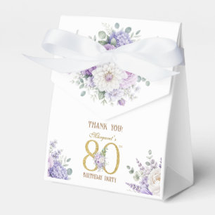 80. Geburtstag Gold Staubig Lila Blüten Geschenkschachtel