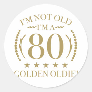 80. Geburtstag Golden Oldie Runder Aufkleber