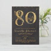 80. Geburtstag Goldene Blüte Einladung (Stehend Vorderseite)