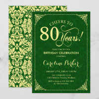 80. Geburtstag - Goldener Damast