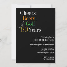 80. Geburtstag Golf Cheers Beers Party