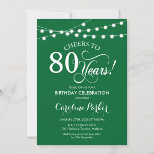 80. Geburtstag - Grün Weiß Einladung