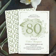 80. Geburtstag Grüne zarte Wildblume Nummer 80