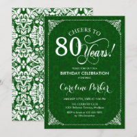 80. Geburtstag - grüner Damast