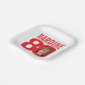 80. Geburtstag hellrot 80 Foto Pappteller (Gewinkelt)