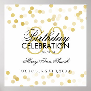 80. Geburtstag Imitate Gold Foil Glitzer Lights Poster