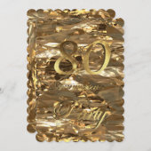 80. Geburtstag Jubiläum Gold Elegant Einladung (Vorne/Hinten)