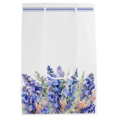 80. Geburtstag Juli Geburtsmonat Blume Blau Mittlere Geschenktüte (Rückseite)