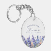 80. Geburtstag Juli Geburtstag Blume Geschenk Cust Schlüsselanhänger (Vorderseite links)