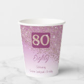 80. Geburtstag Klasse Falling Rose Gold Glitzer Pappbecher (Vorderseite)