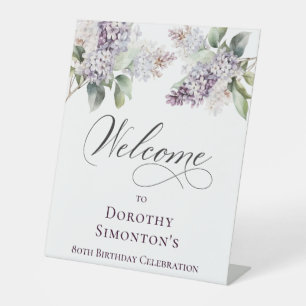 80. Geburtstag Lila Lilac Spring Blume Willkommen Sockelschild