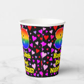 80. Geburtstag: Loving Hearts Pattern, Rainbow 80 Pappbecher (Rechts)