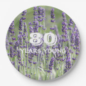 80. Geburtstag Meilenstein Lavender Floral Pappteller (Vorderseite)