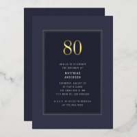 80. Geburtstag Minimal Eleganter dunkler Goldrahme