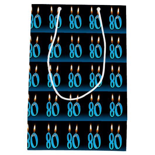 80. Geburtstag mit Augenkerzen Mittlere Geschenktüte (Rückseite)