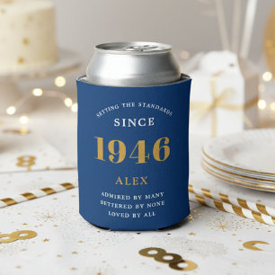 80. Geburtstag Name 1946 Blau Gold Elegant Chic Dosenkühler