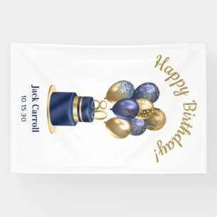 80. Geburtstag Navy Blau Ballon Torte Banner