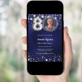 80. Geburtstag navy blauen Sterne Foto Luxus Einladung