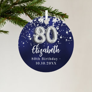 80. Geburtstag navy blauen Sterne Silber Ornament Aus Metall