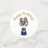 80. Geburtstag Navy-Blauer Ballontorte Konfetti (Klein Vorderseite)