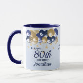 80. Geburtstag Navy Gold Ballons Tasse (Links)