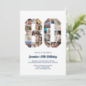 80. Geburtstag Nummer 80 Custom Foto Collage Einladung (Stehend Vorderseite)