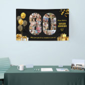 80. Geburtstag Nummer 80 Fotocollage Schwarz Gold Banner (Messeveranstaltung)