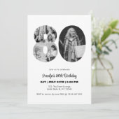 80. Geburtstag Nummer 80 FotoCollage Schwarz-weiß Einladung (Stehend Vorderseite)