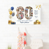 80. Geburtstag Nummer 80 Fotocollage Weiß Gold Banner (Insitu)