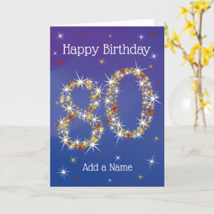 80. Geburtstag - Nummer 80 in Sternen - Blau - Alt Karte
