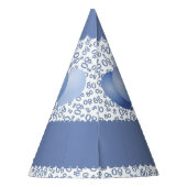 80. Geburtstag Nummer Muster Blau/Weiße Scallops Partyhütchen (Rückseite)
