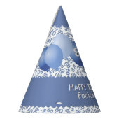 80. Geburtstag Nummer Muster Blau/Weiße Scallops Partyhütchen (Links)