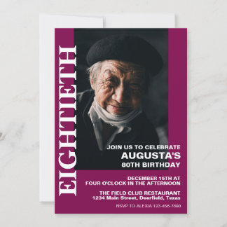 80. Geburtstag oder JEDES ALTER Elegante Party Einladung