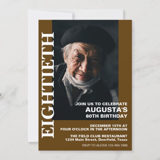 80. Geburtstag oder JEDES ALTER Elegantes Party Einladung (Vorderseite)