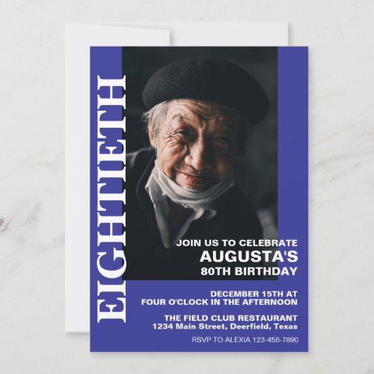 80. Geburtstag oder JEDES ALTER Elegantes Party Einladung (Vorderseite)