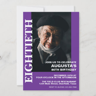 80. Geburtstag oder JEDES ALTER Elegantes Party Einladung