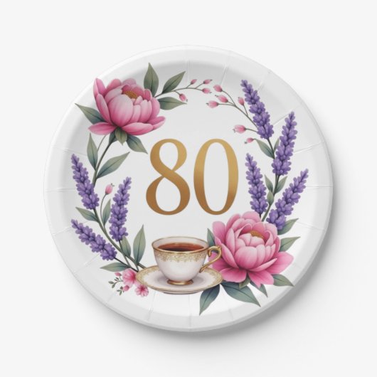80. Geburtstag Oma Pappteller (Vorderseite)